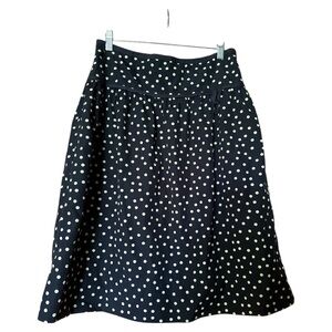 J.Crew Vintage Polka Dot A Line Skirt Size‎ 8 Cotton Lined Ribbon Accent Navy